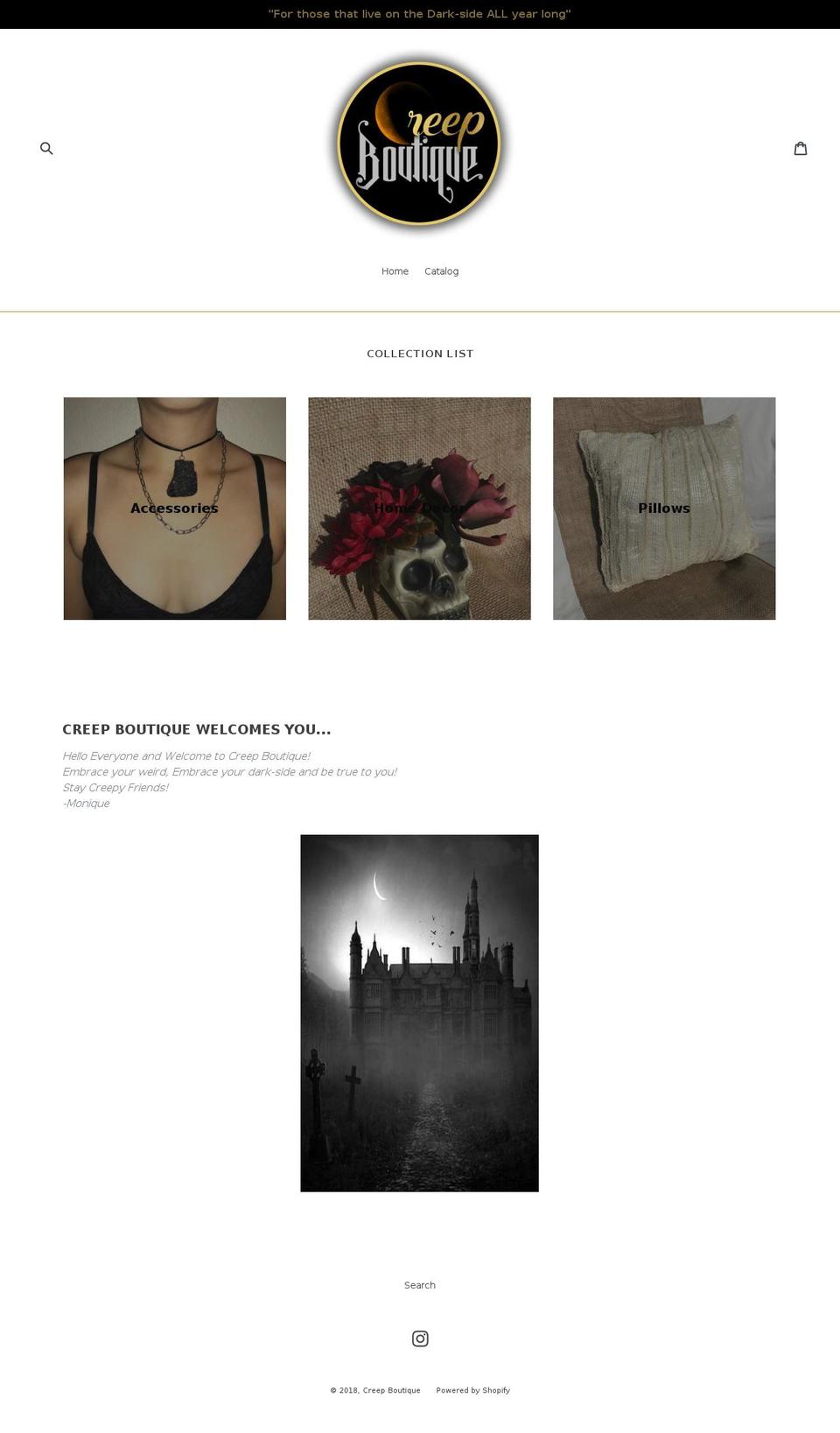 creepboutique.com — Shopify storefront screenshot