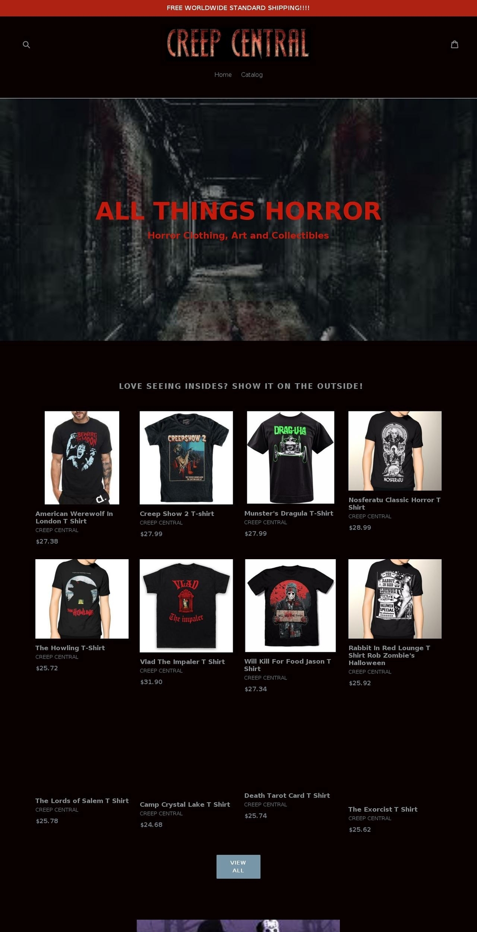 creepcentral.com shopify website screenshot