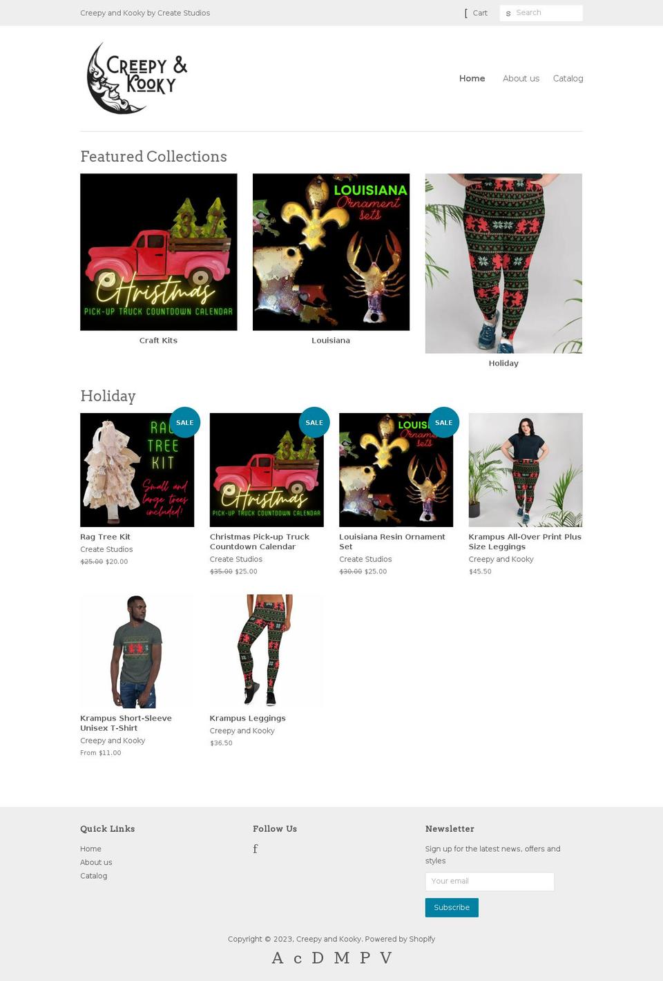creepyandkooky.com shopify website screenshot