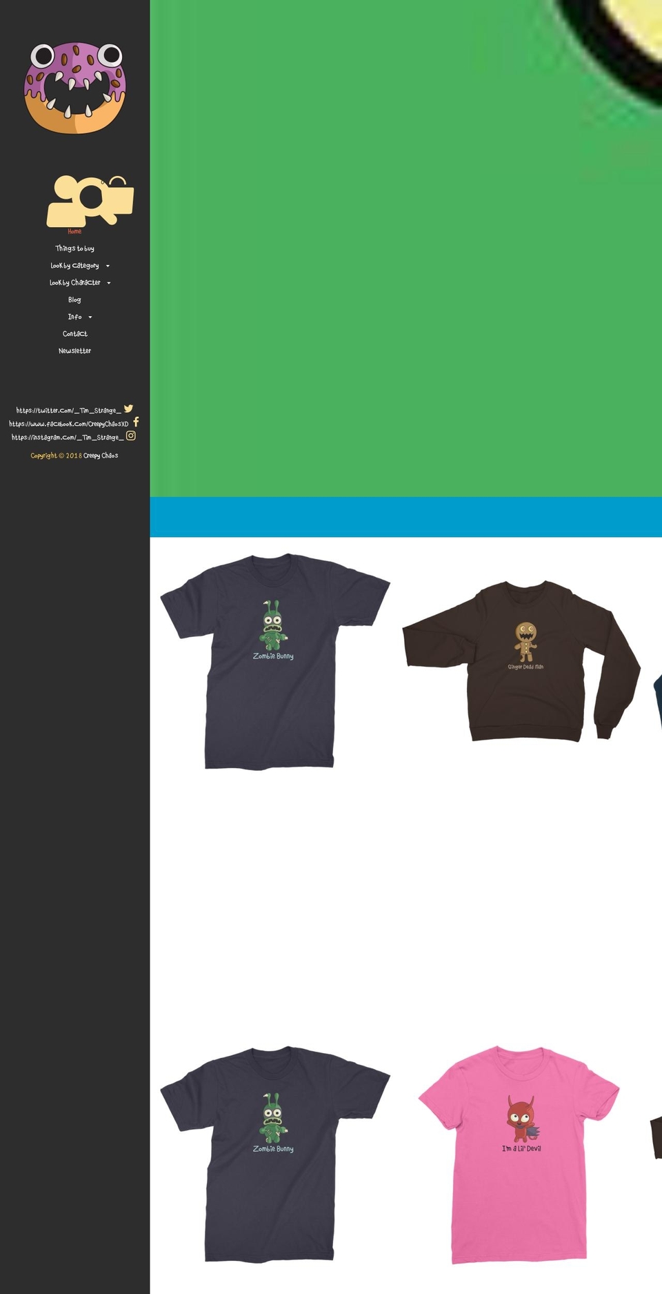creepychaos.com — Shopify storefront screenshot