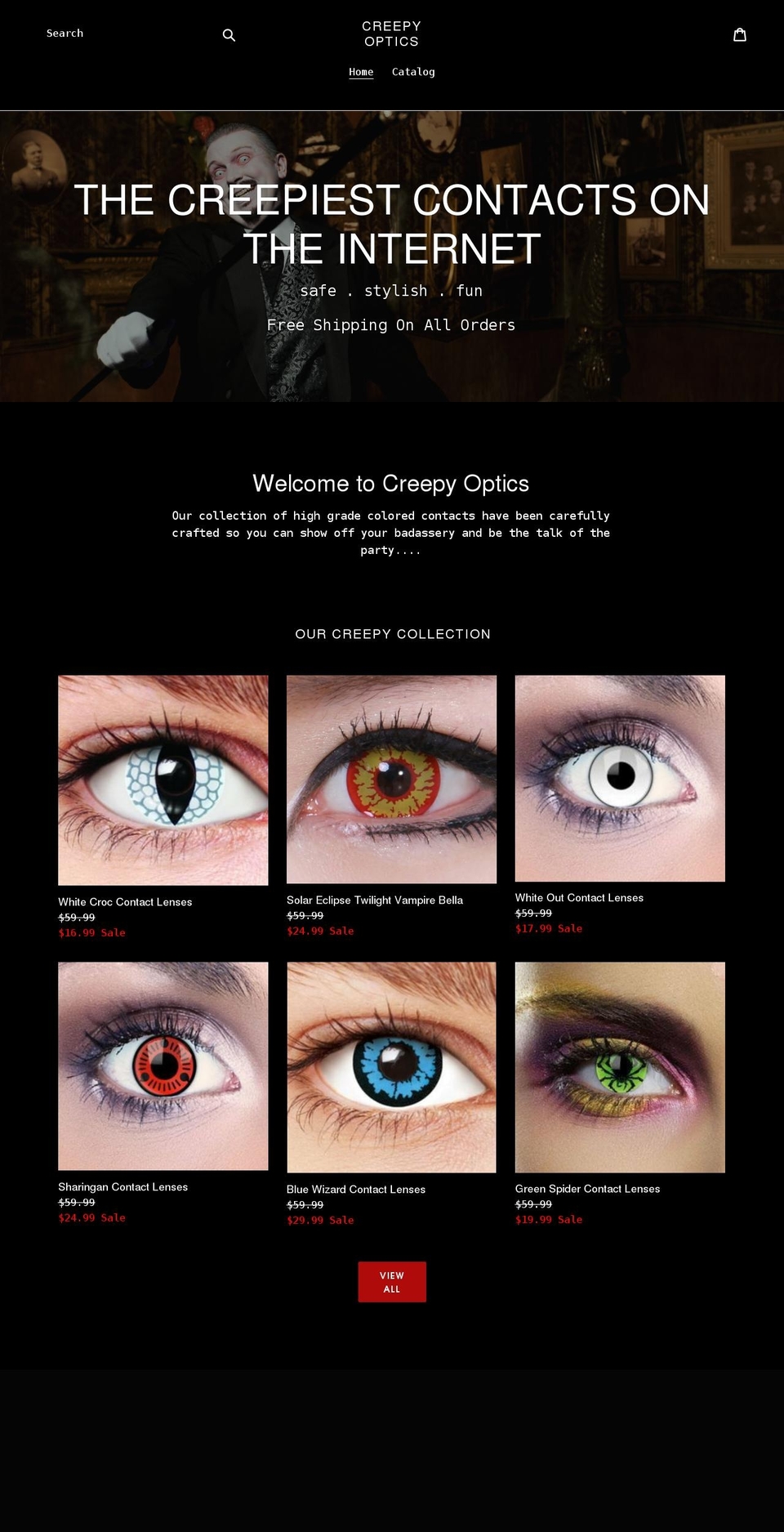 creepyoptics.net shopify website screenshot