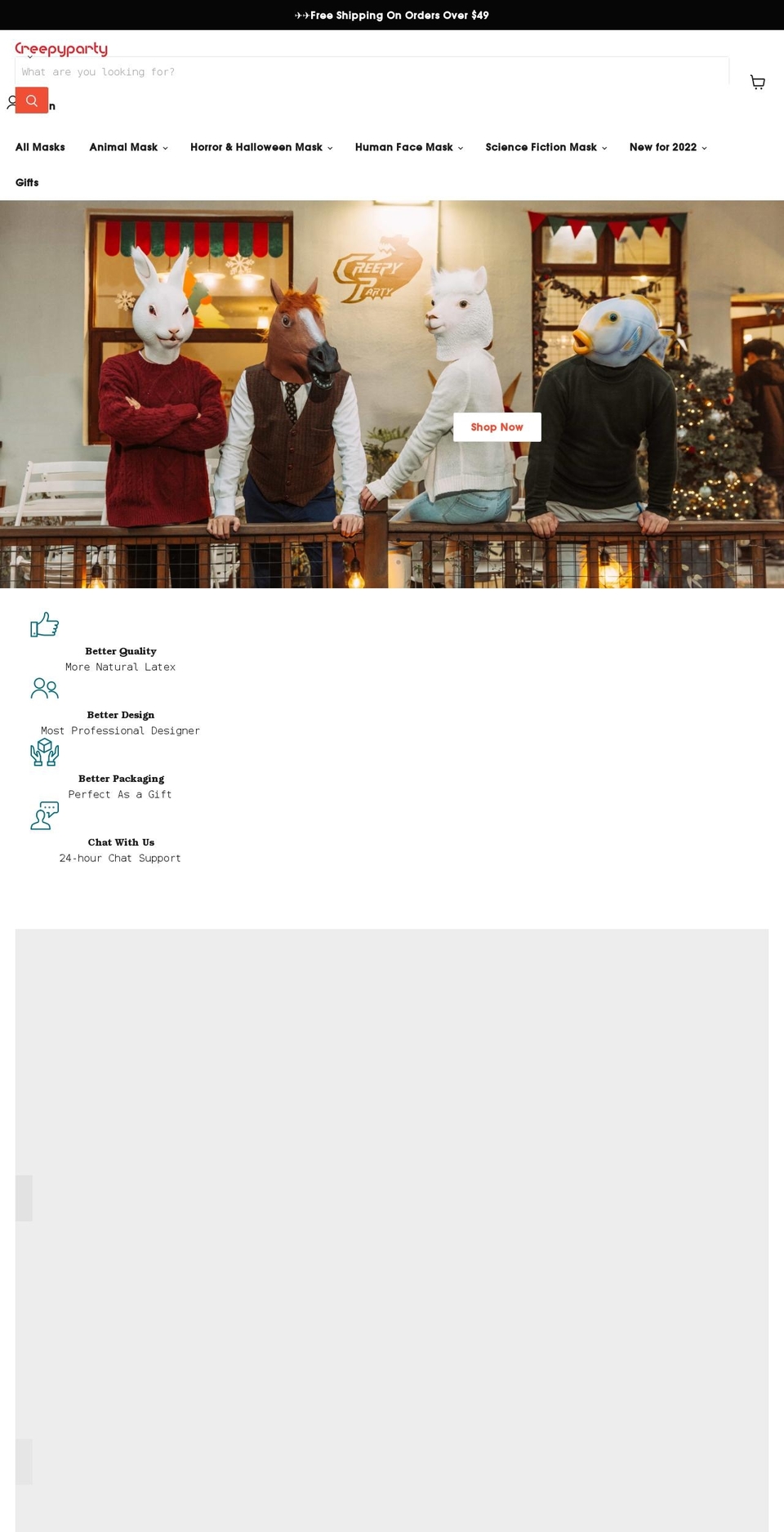 creepyparty.com shopify website screenshot