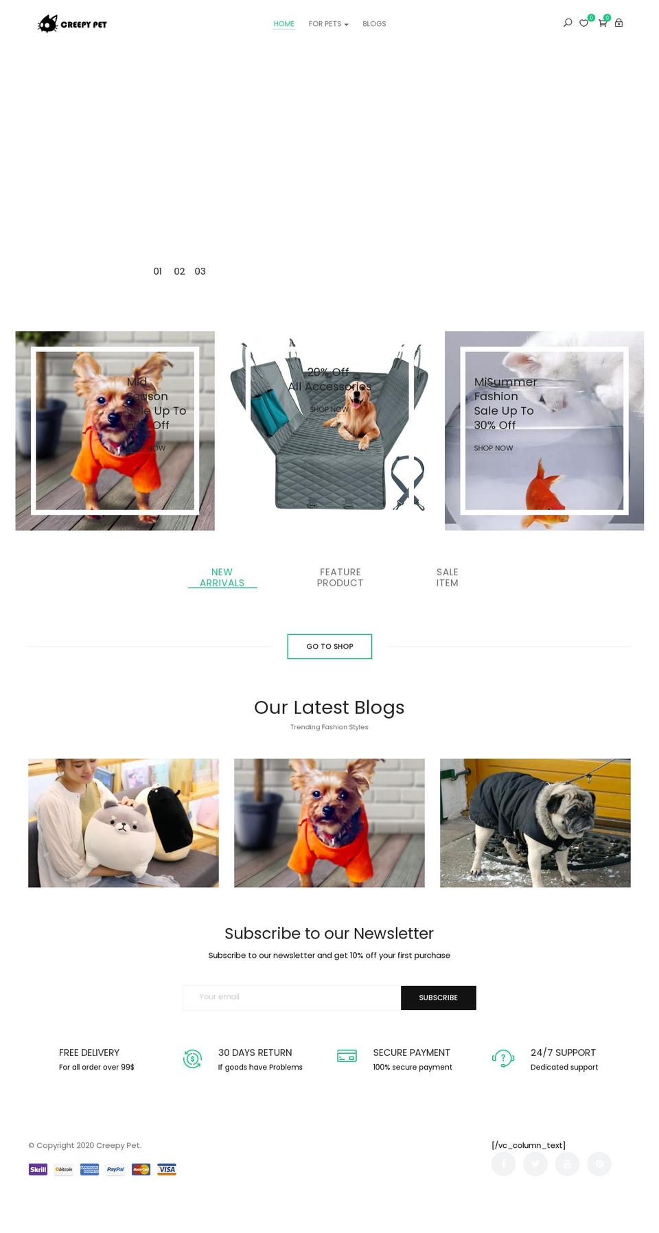 creepypet.com — Shopify storefront screenshot
