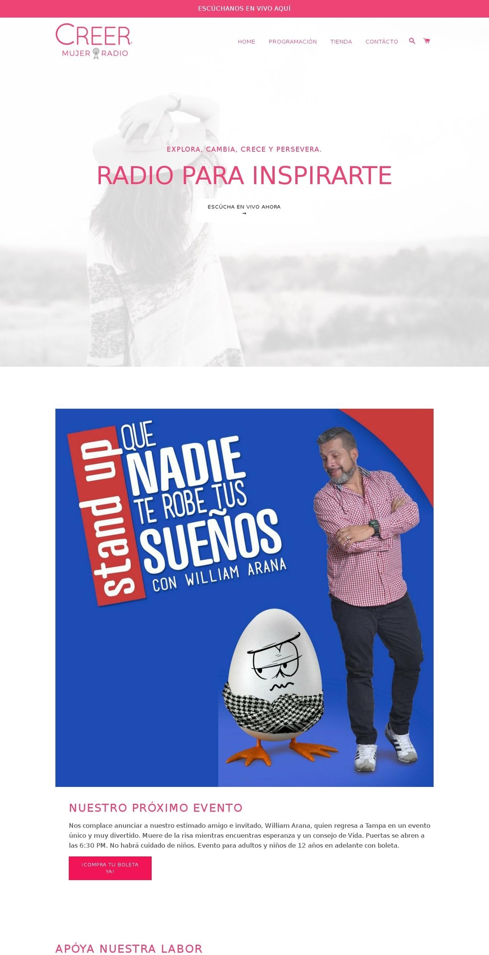 creermujer.com — Shopify storefront screenshot