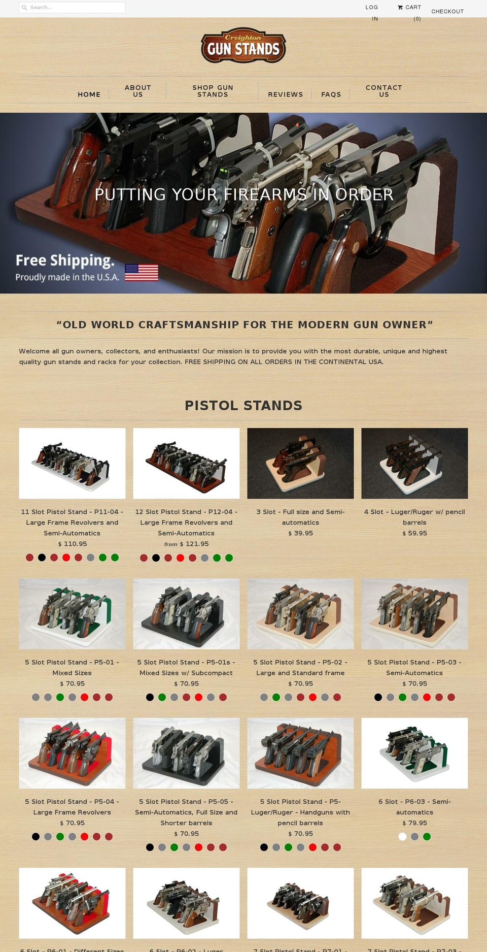 creightongunstands.com — Shopify storefront screenshot