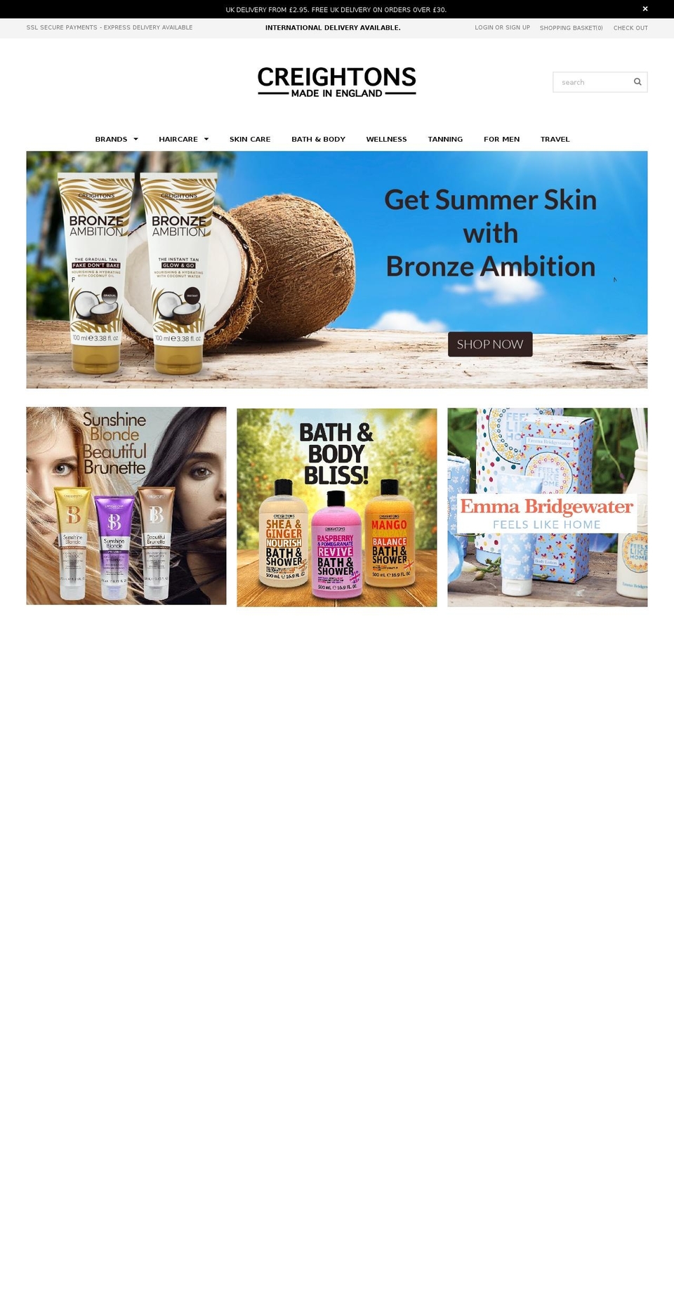 creightons.com shopify website screenshot