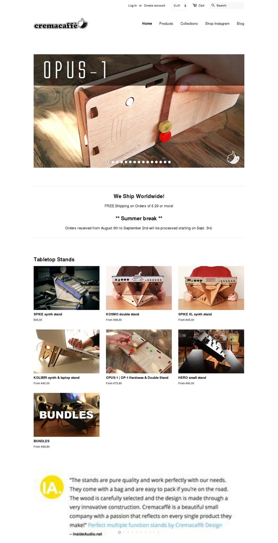 cremacaffedesign.com shopify website screenshot