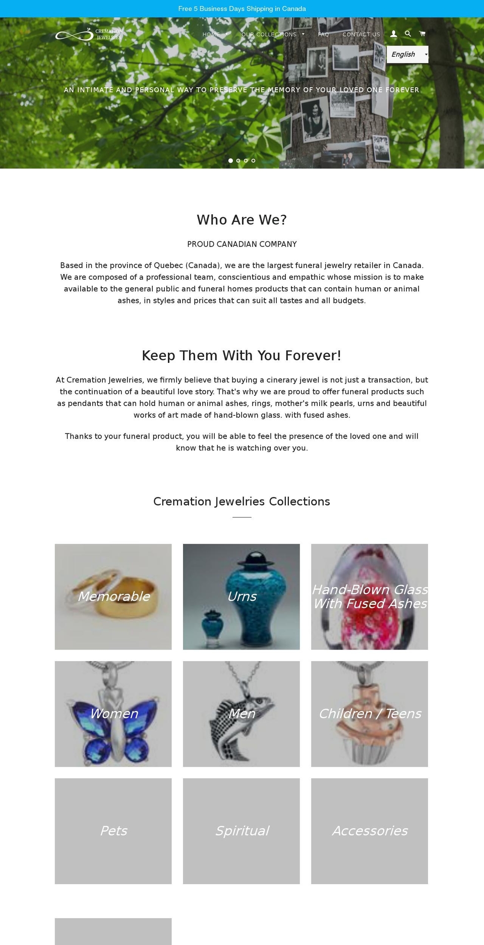 cremation-jewelries.com shopify website screenshot