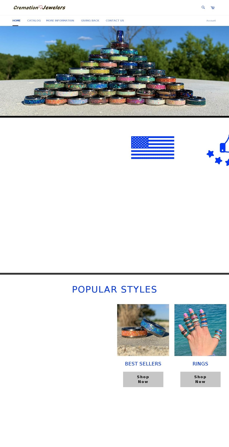 cremationjewelers.com shopify website screenshot