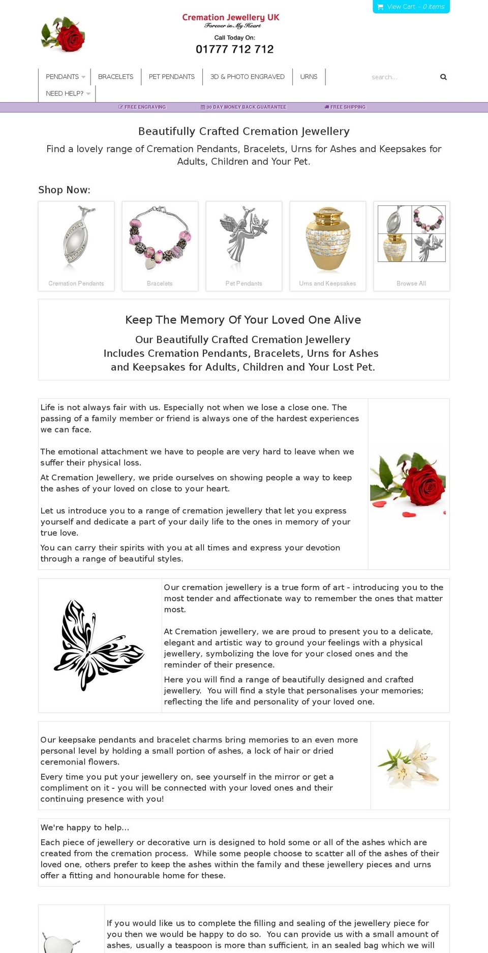 cremationjewelleryuk.org shopify website screenshot