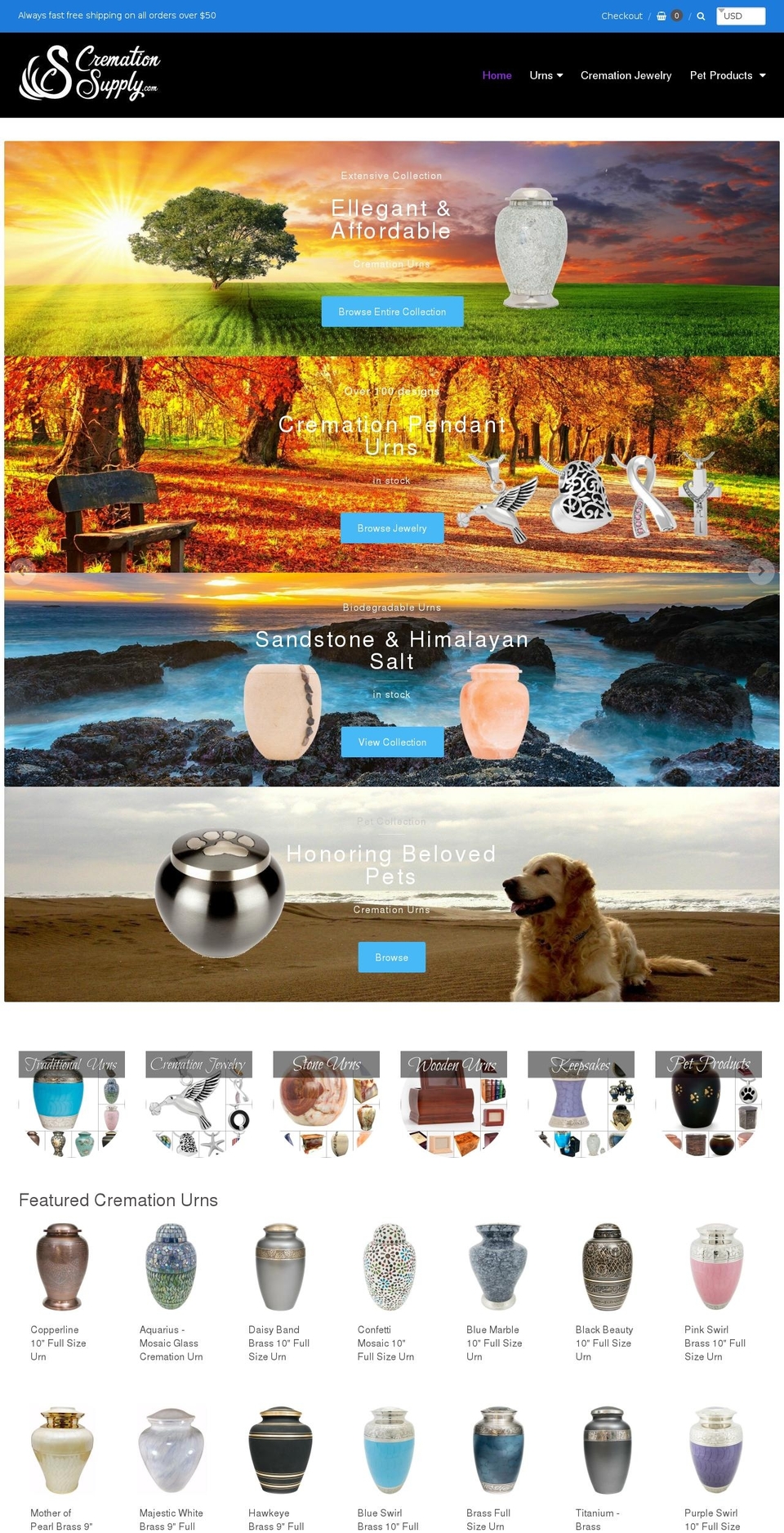 cremationsupply.com — Shopify storefront screenshot