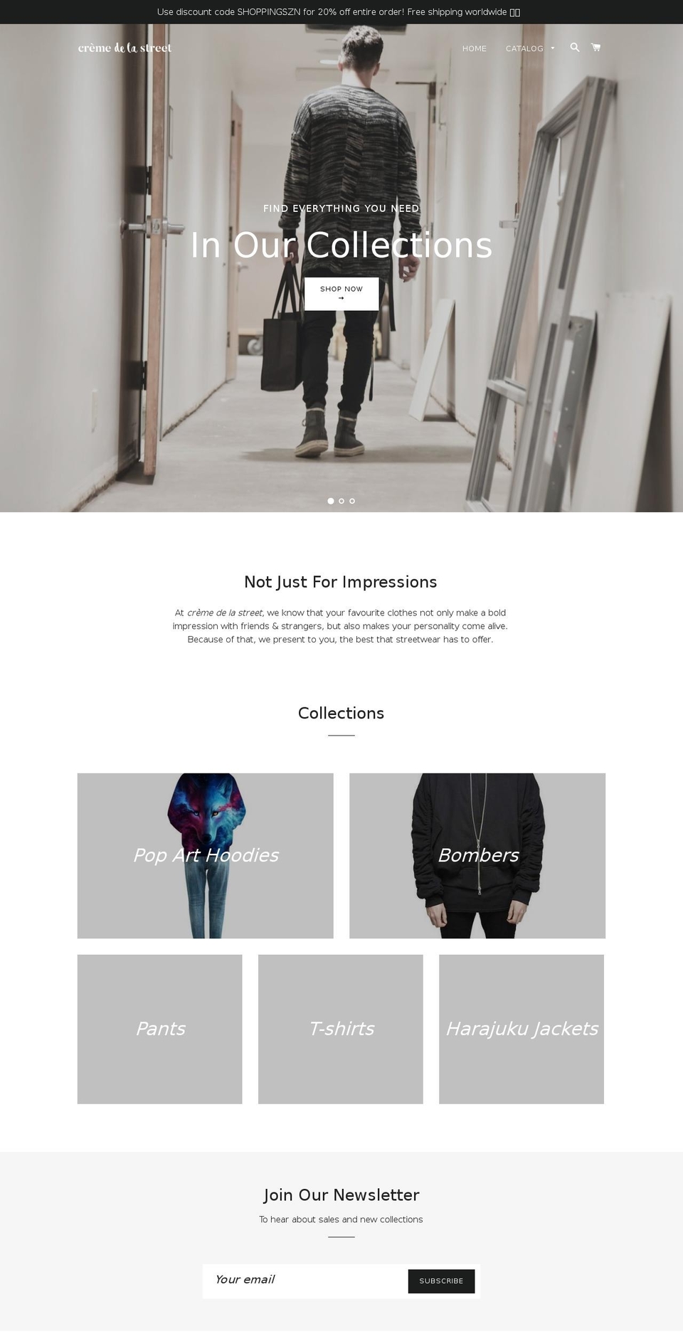creme-de-la-street.com shopify website screenshot