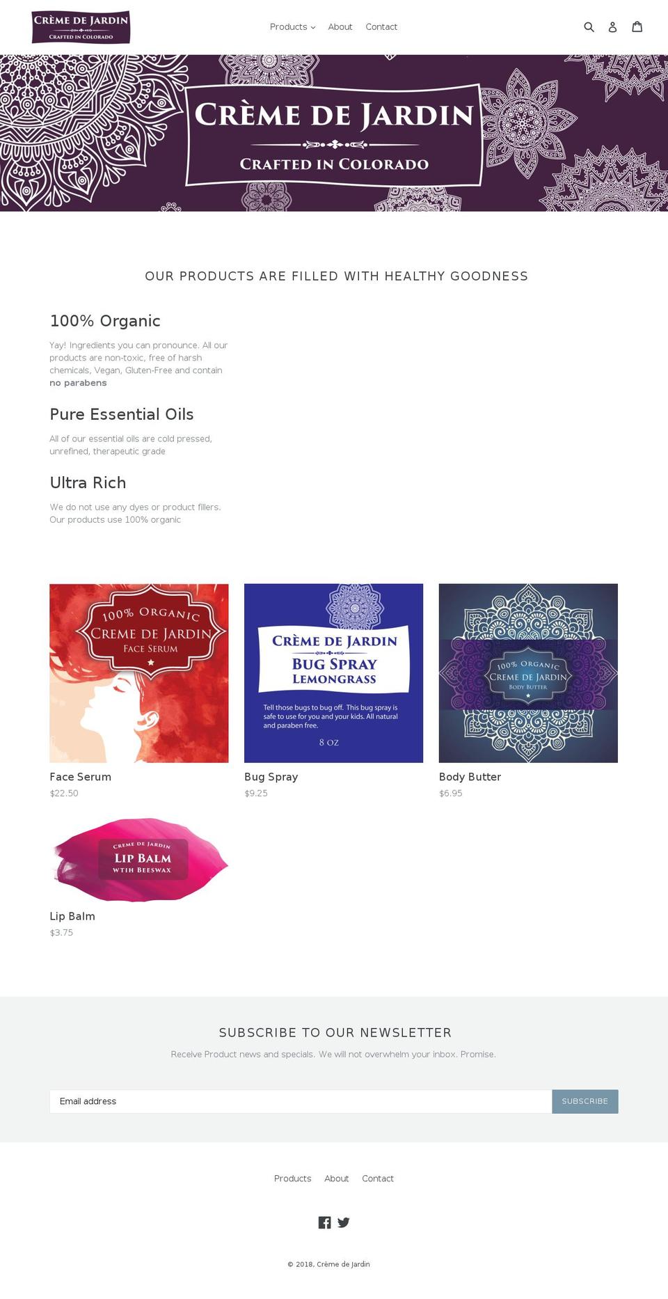 cremedejardin.com — Shopify storefront screenshot