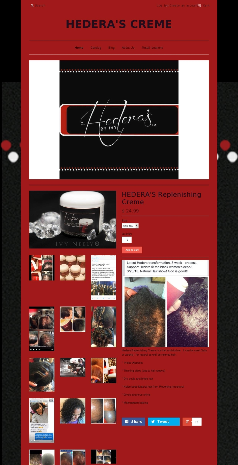 cremehedera.com shopify website screenshot