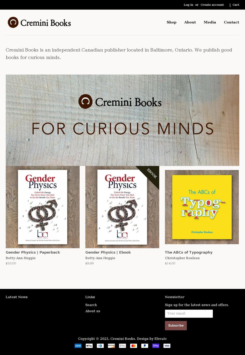 creminibooks.com shopify website screenshot