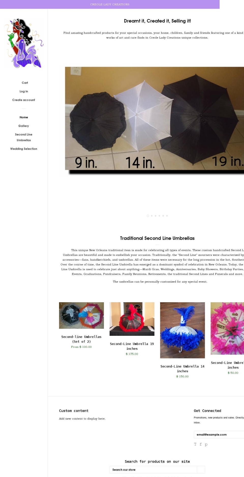 creoleladycreations.com — Shopify storefront screenshot