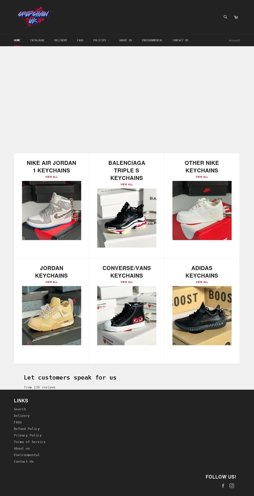 crepchainuk.com shopify website screenshot