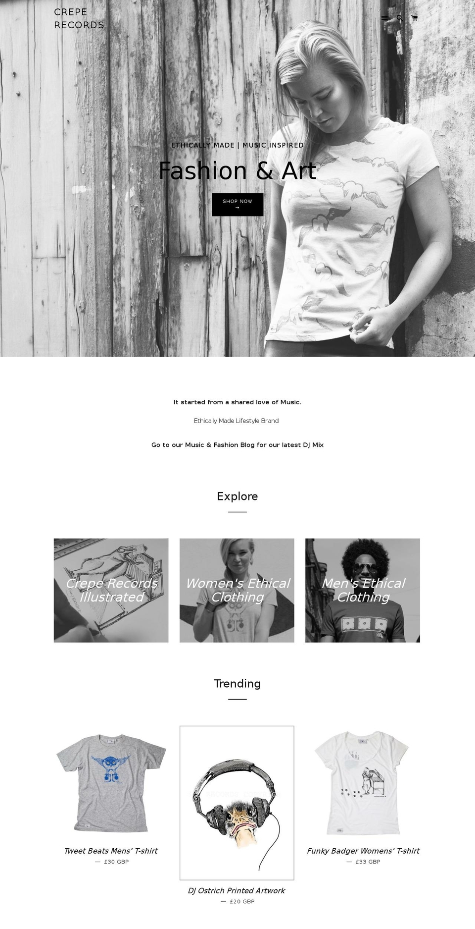 creperecords.com shopify website screenshot