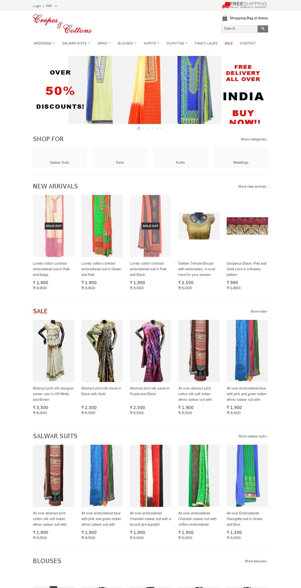 crepesandcottons.com shopify website screenshot