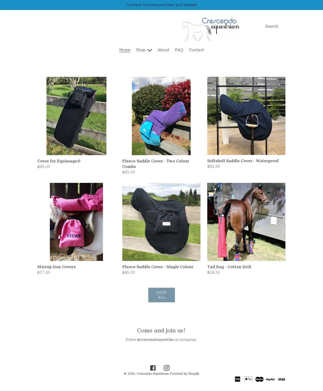 crescendoequestrian.com shopify website screenshot