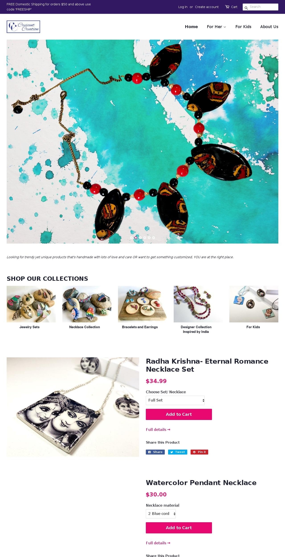 crescentcreation.com shopify website screenshot