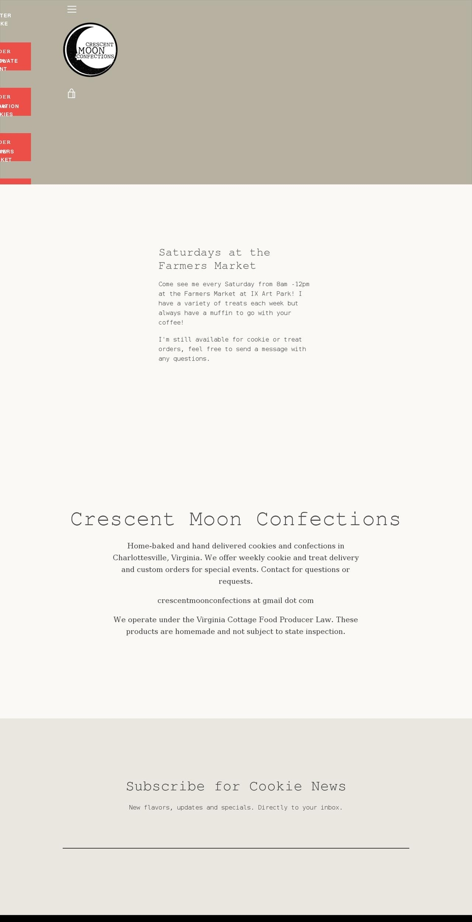 crescentmoonconfections.com shopify website screenshot