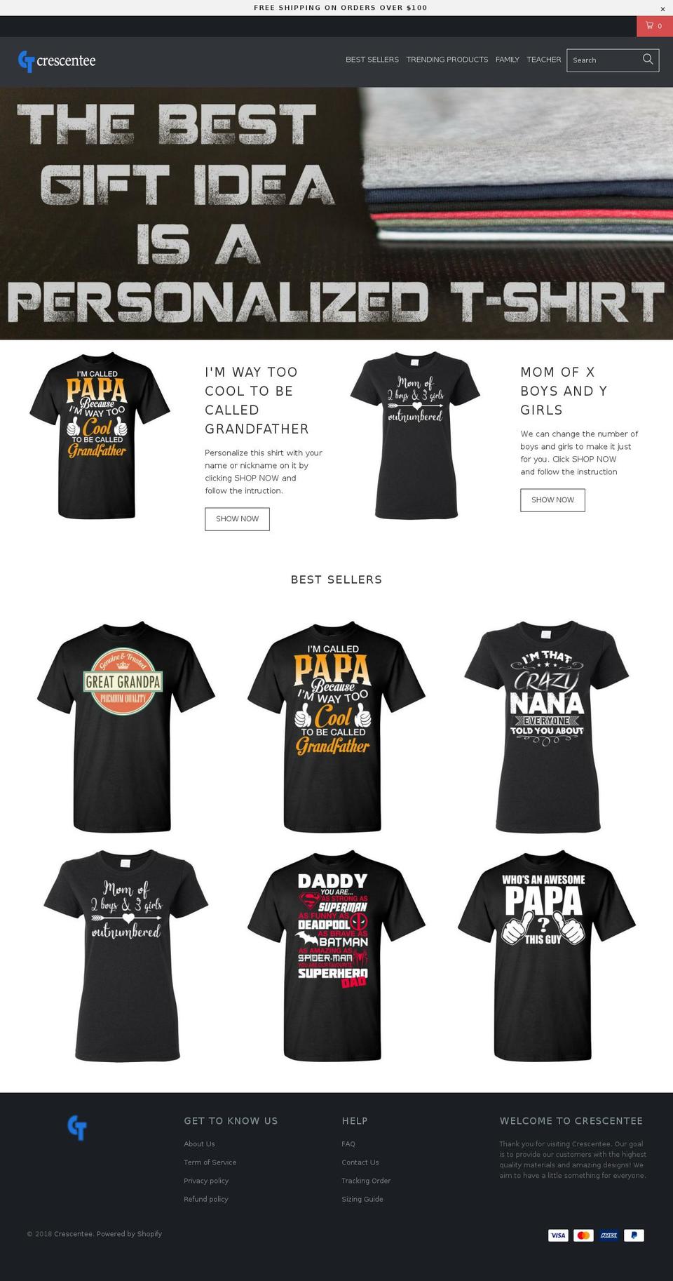 cresentees.com — Shopify storefront screenshot