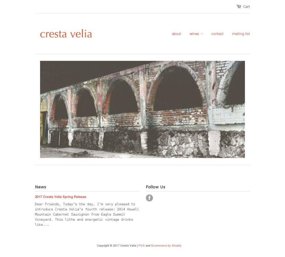 page.mailing list Shopify theme site example crestavelia.com