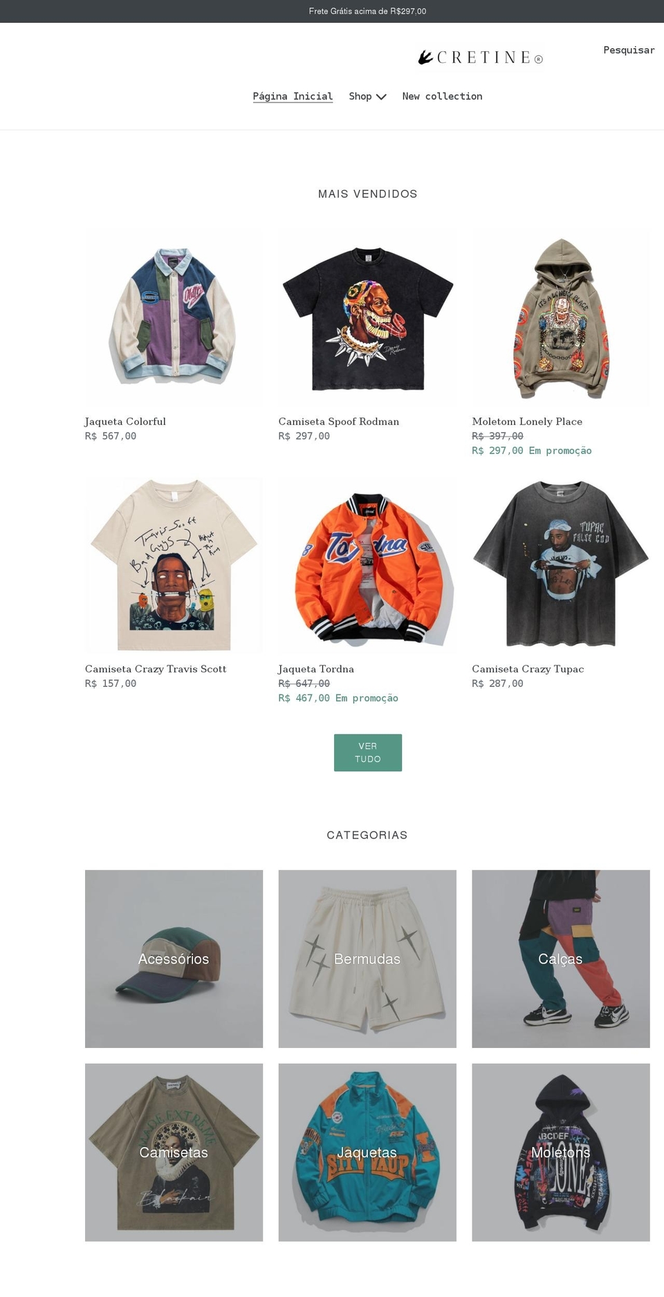 cretineoficial.com shopify website screenshot