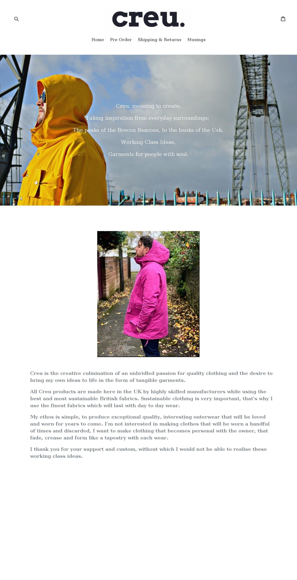 creuclothing.com — Shopify storefront screenshot