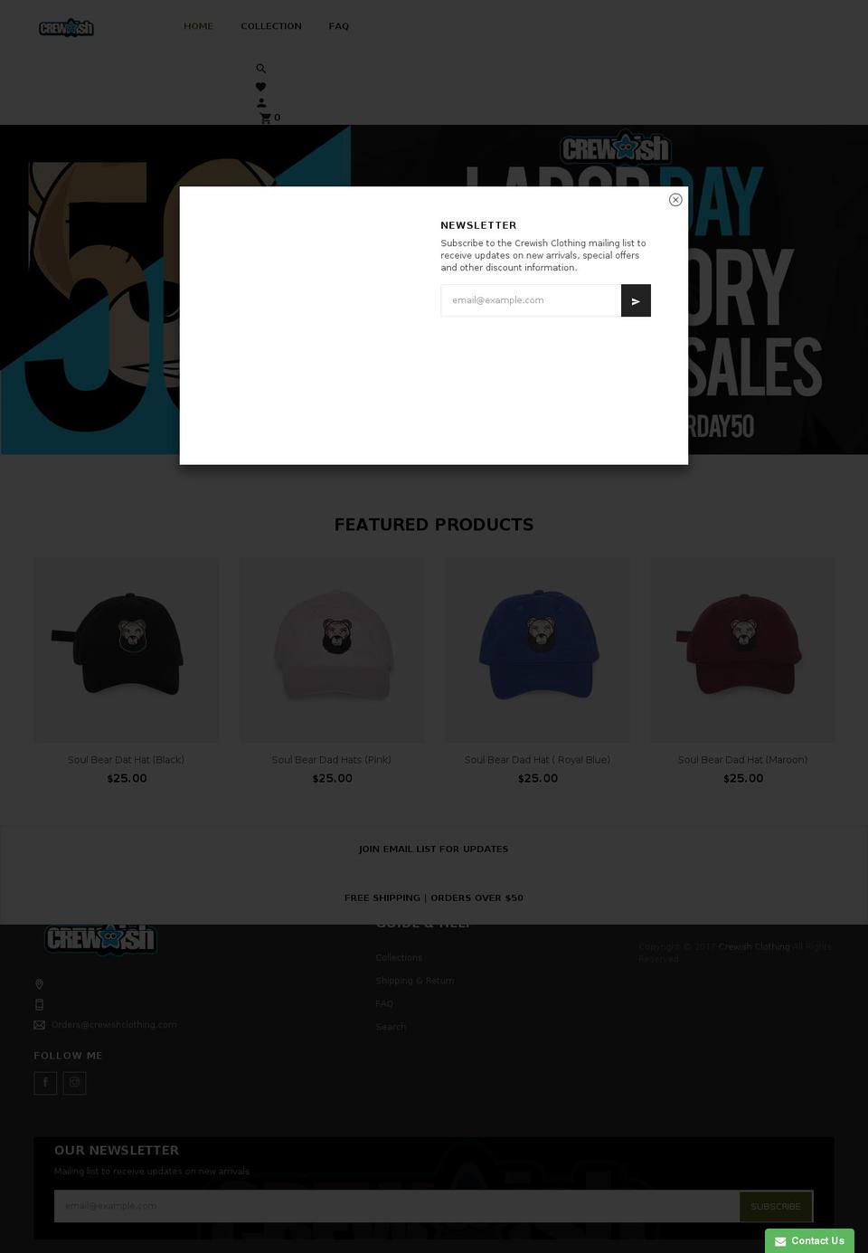 crewishclothing.com — Shopify storefront screenshot