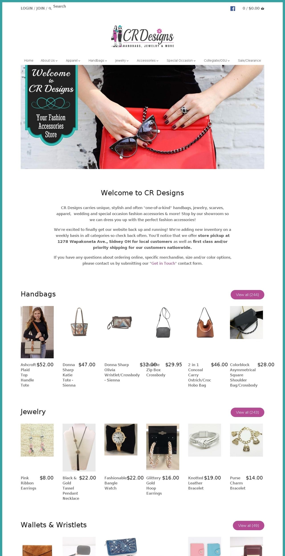 crhandbagsetc.com — Shopify storefront screenshot