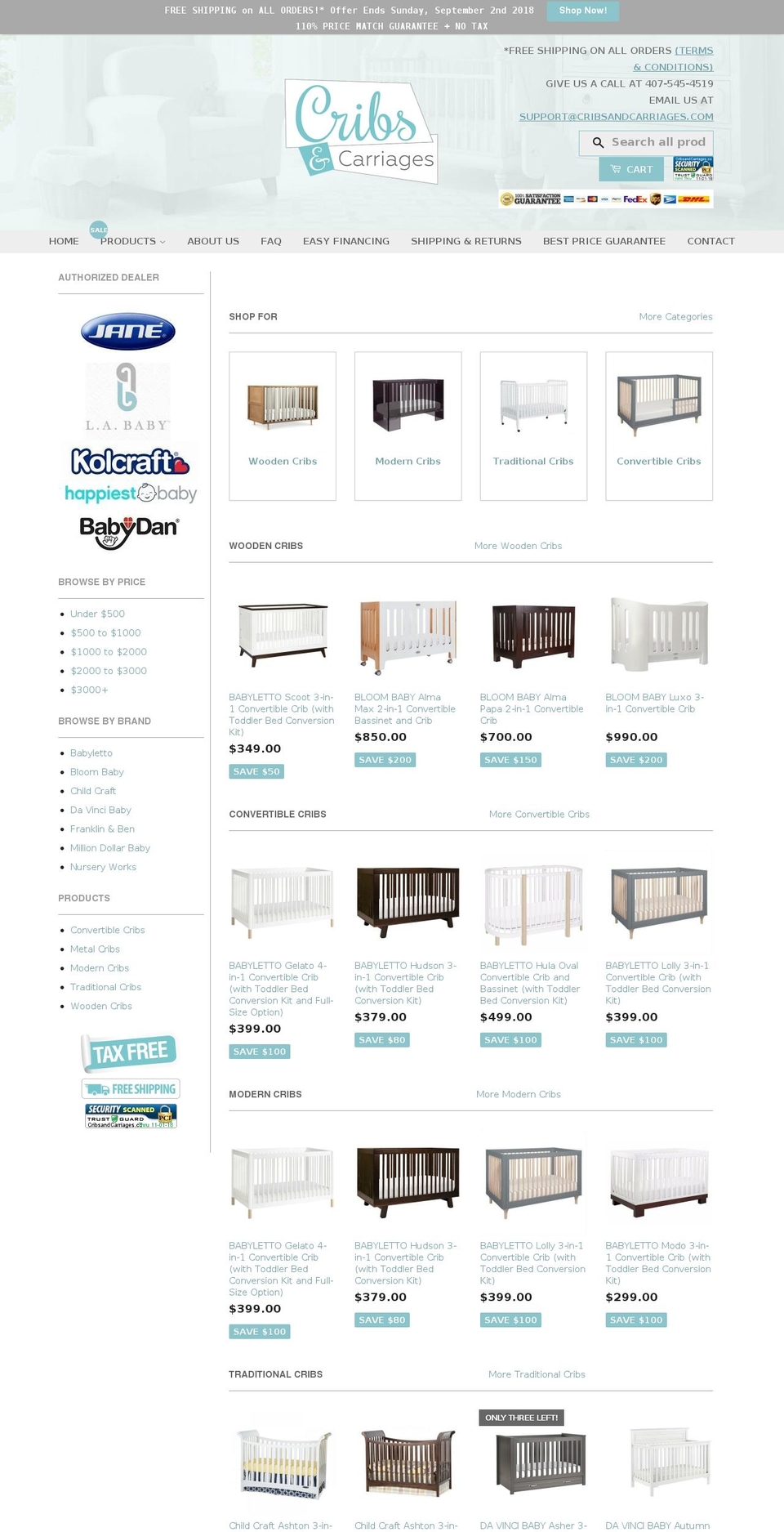 cribsandcarriages.com — Shopify storefront screenshot