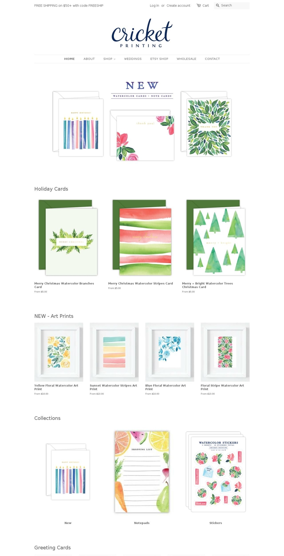 cricketprinting.com — Shopify storefront screenshot