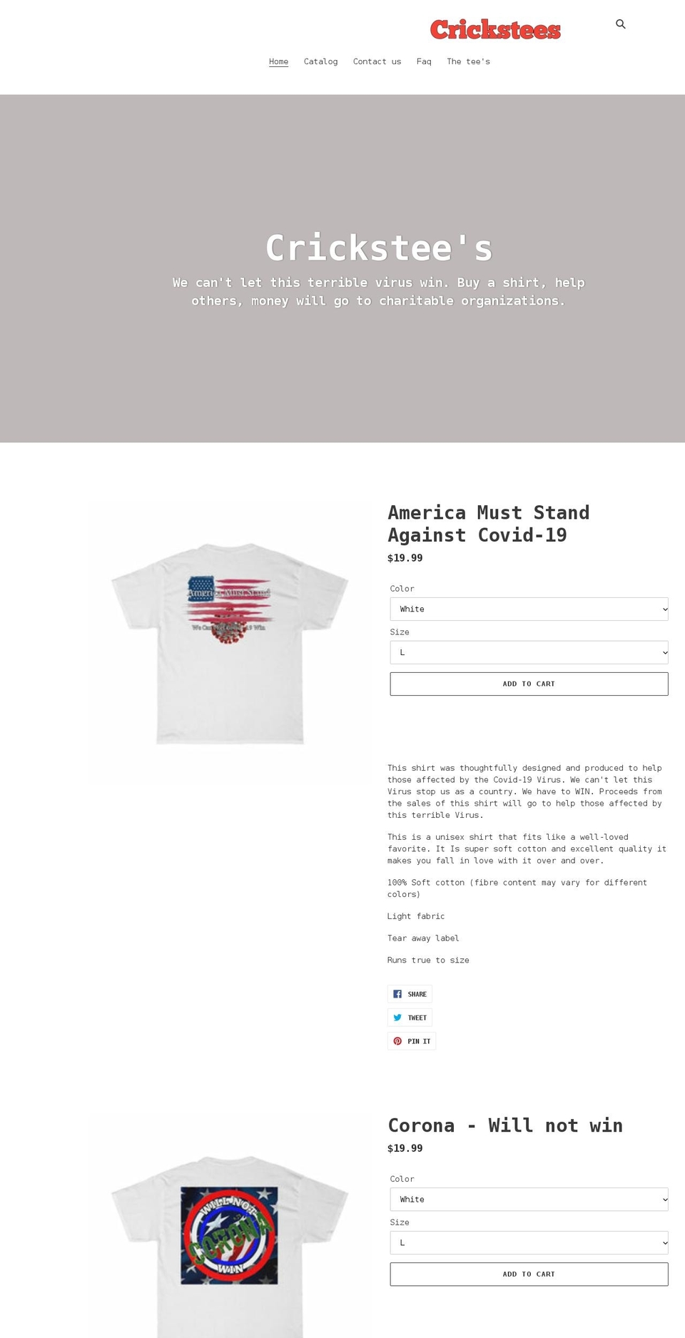 crickstees.com shopify website screenshot
