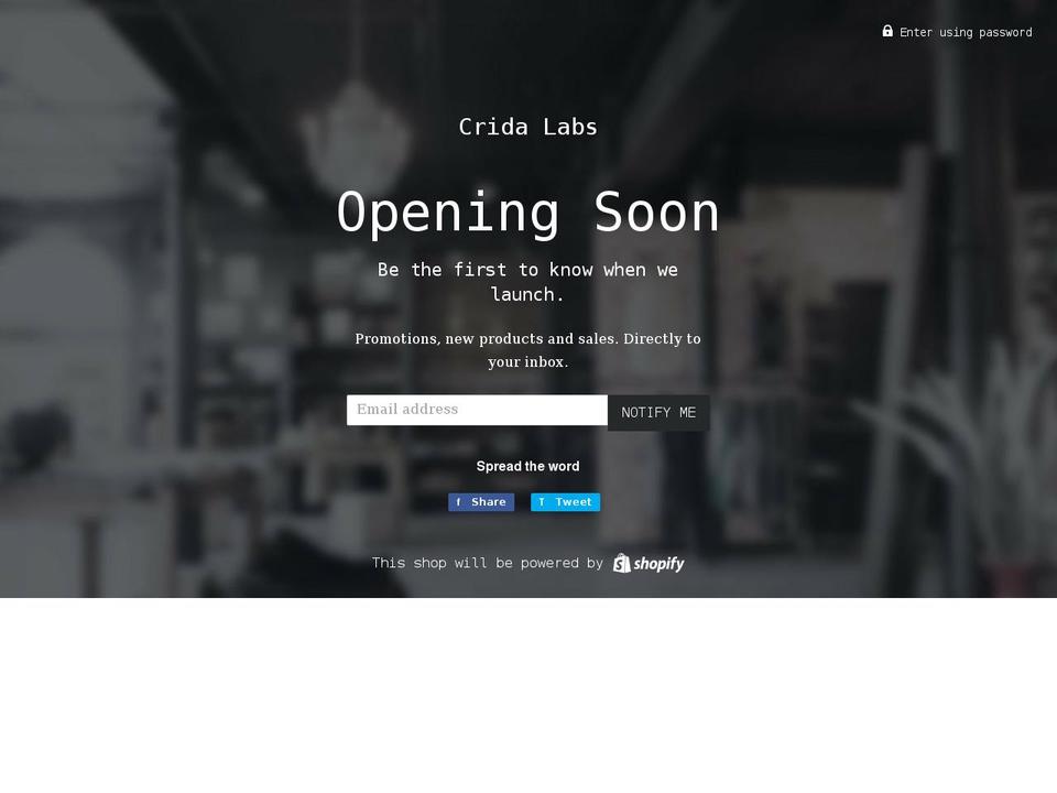 crida-labs.myshopify.com shopify website screenshot
