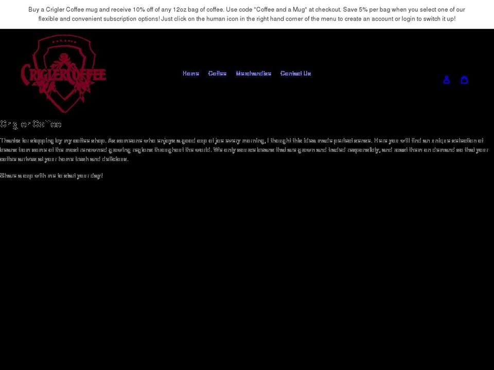 criglercoffee.com shopify website screenshot