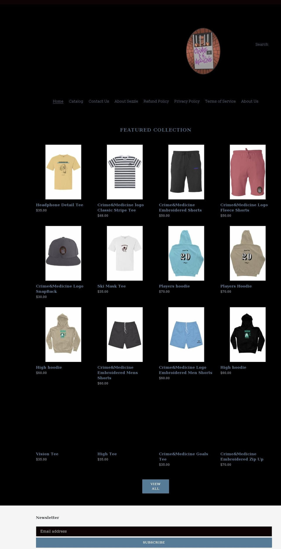 crimeandmedicine.com shopify website screenshot