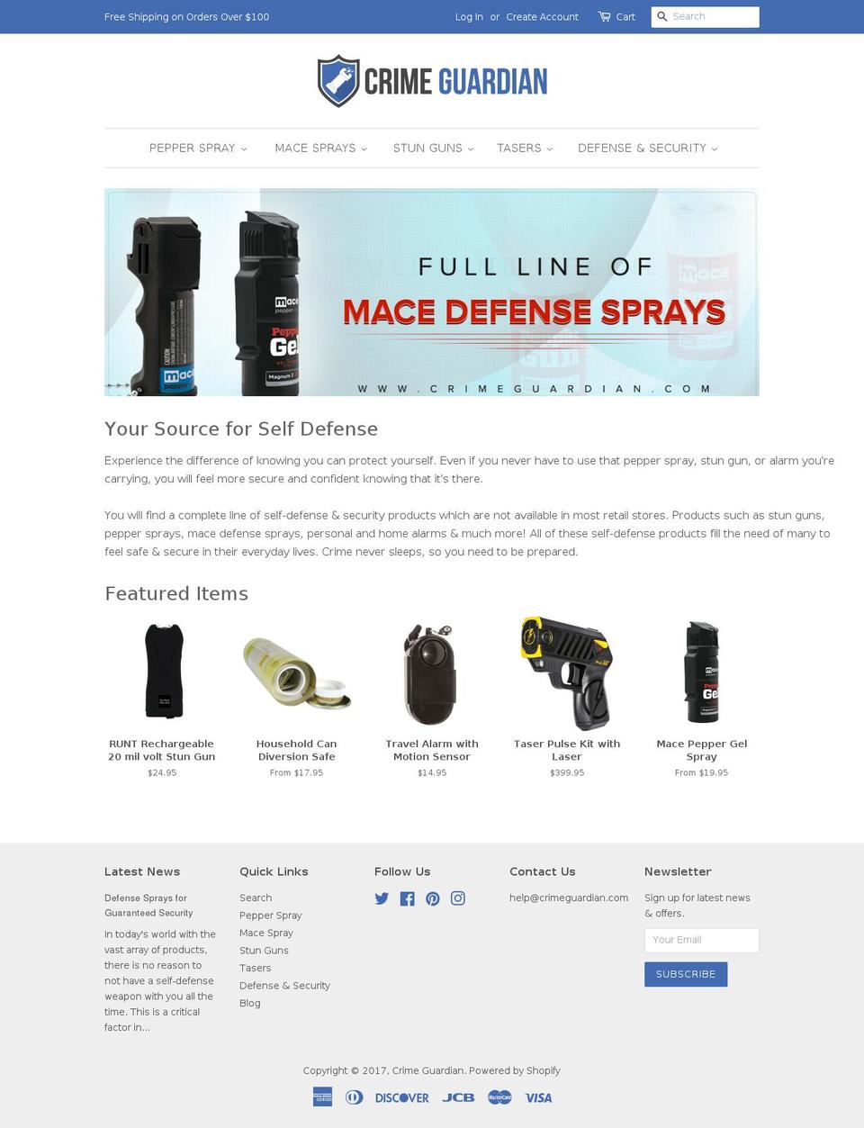 crimeguardian.com shopify website screenshot