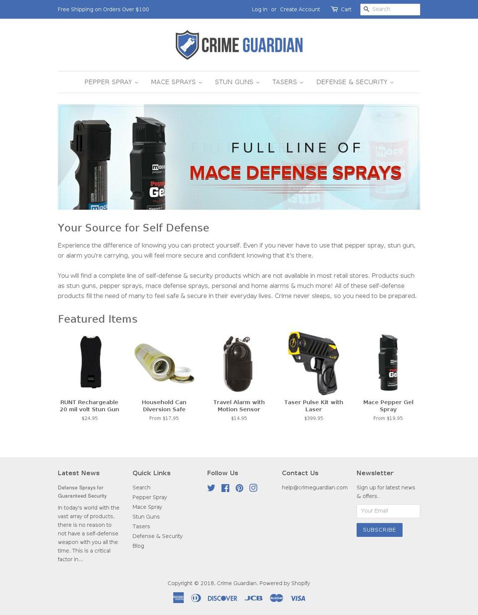 crimeguardian.org shopify website screenshot