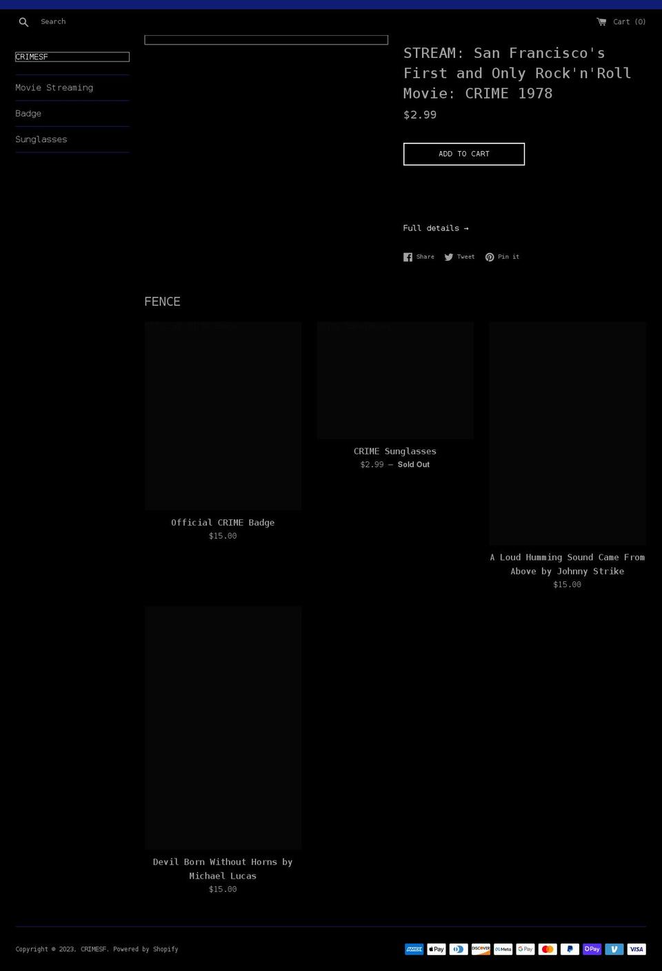 crimesf.com shopify website screenshot