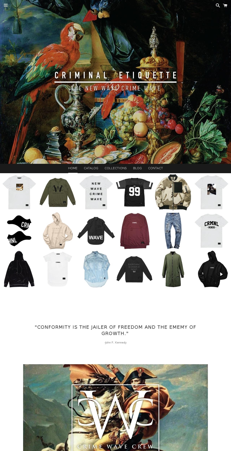criminaletiquette.com — Shopify storefront screenshot