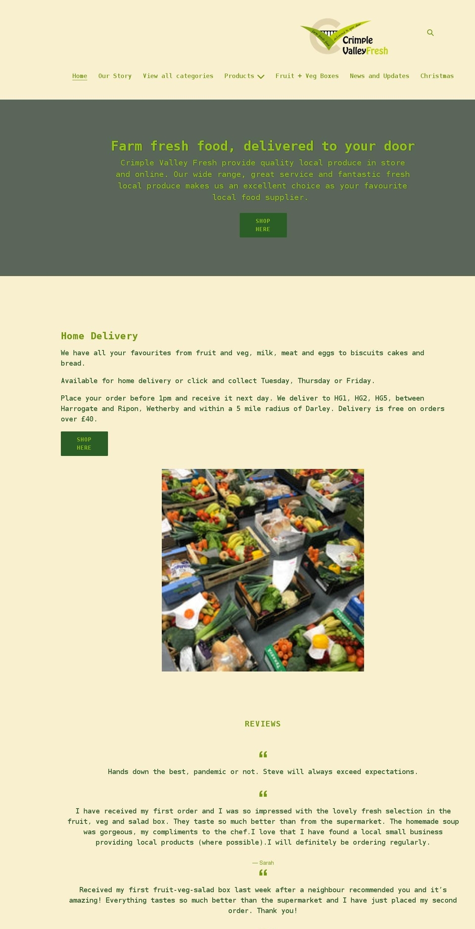 crimplevalleyfresh.com shopify website screenshot