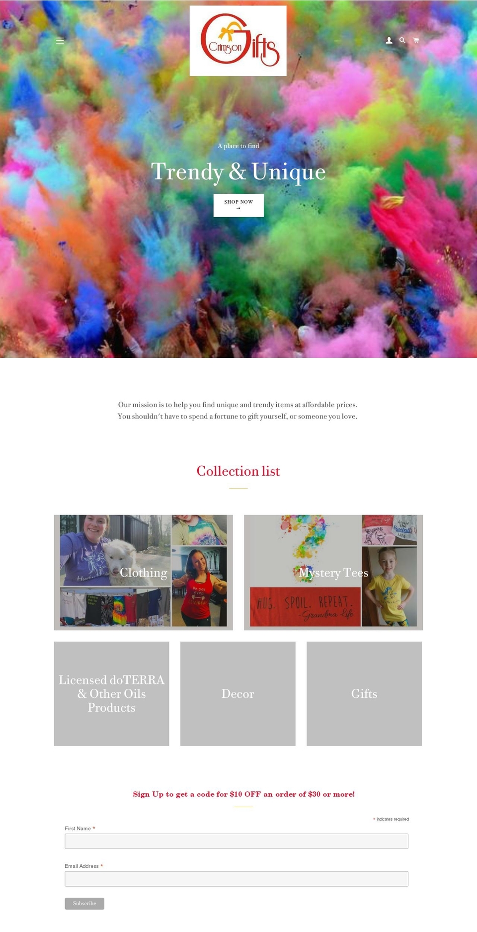 crimson-gifts.com — Shopify storefront screenshot
