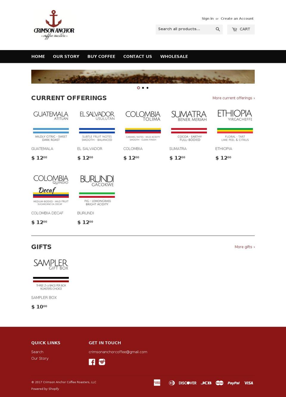 crimsonanchorcoffee.com shopify website screenshot