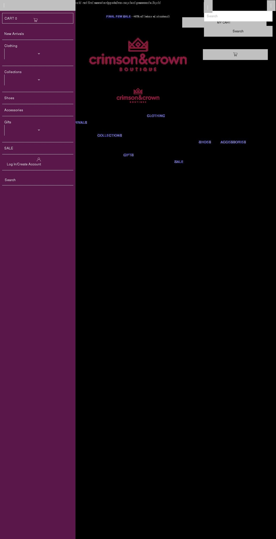 crimsonandcrown.com shopify website screenshot