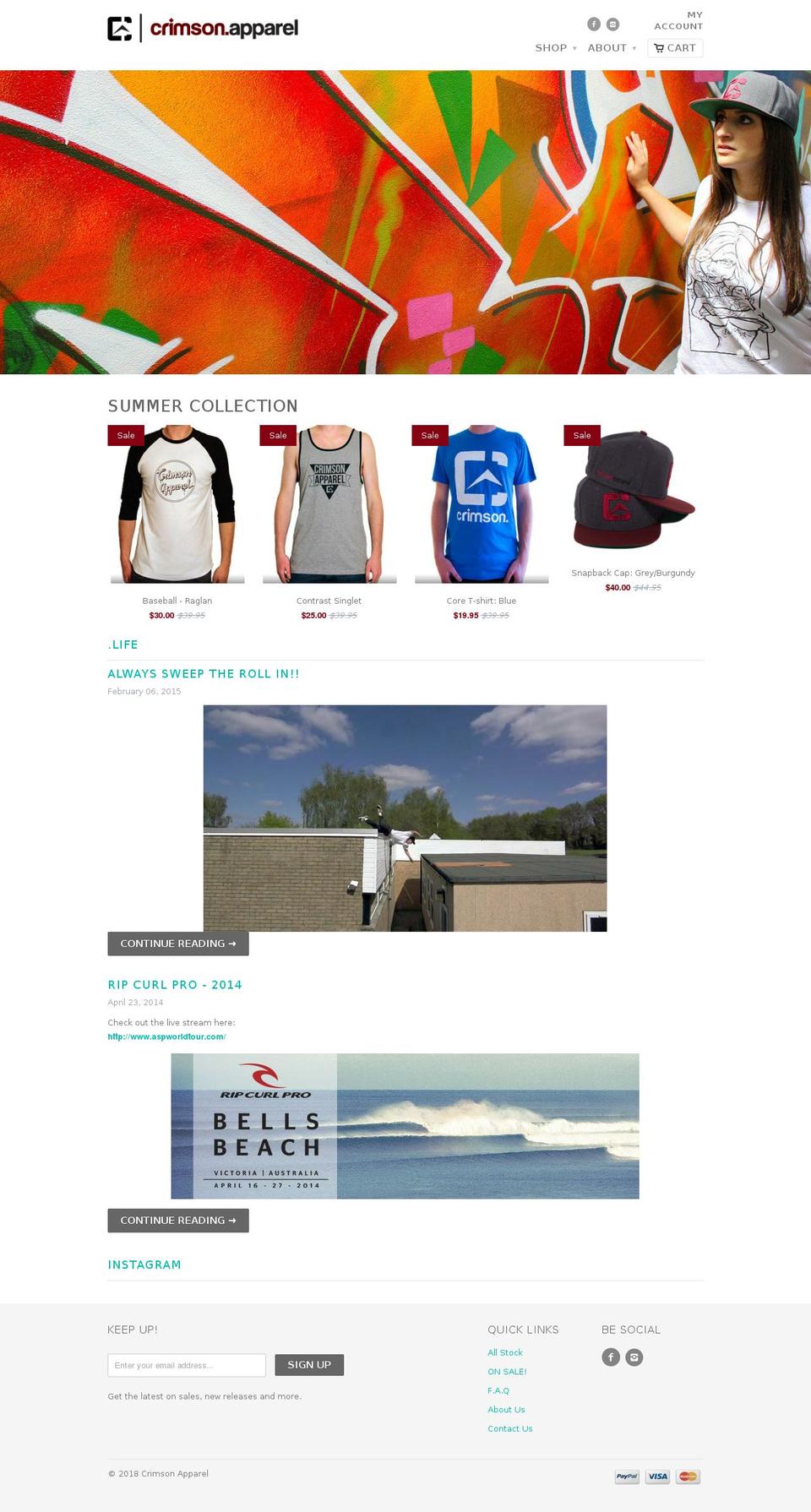 crimsonapparel.com.au shopify website screenshot