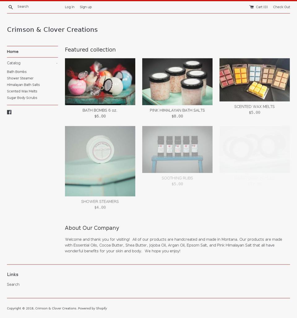 crimsonclovercreations.com — Shopify storefront screenshot