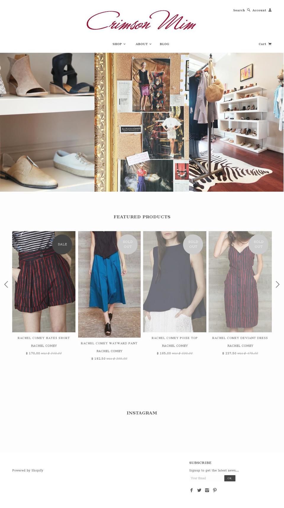 crimsonmim.com shopify website screenshot