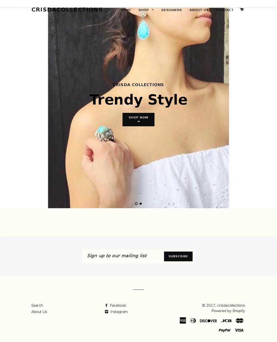 crisdacollections.com shopify website screenshot